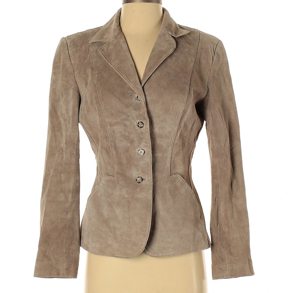 VINTAGE Armand Ventilo Designer Classic Form Hugging Tan Suede Leather Jacket
